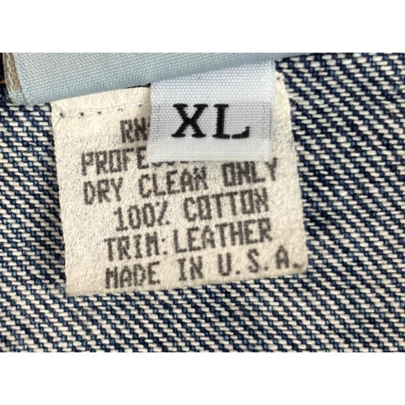 Vintage Y2K Denim & Leather Vest XL Animal Print Leopard Western Cowboy Festival - Picture 10 of 12